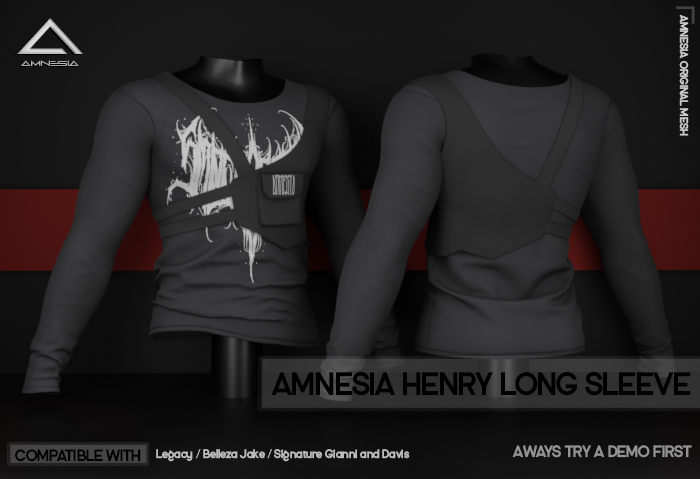 # AMNESIA - Henry Long Sleeve - Gray Print