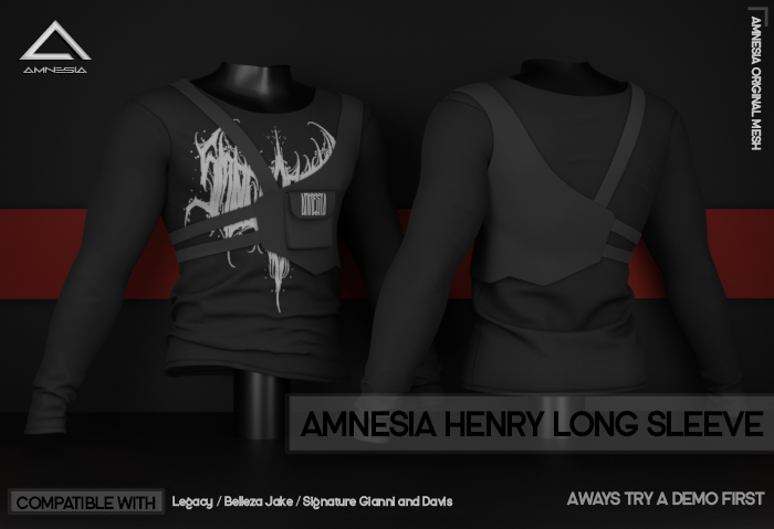 # AMNESIA - Henry Long Sleeve - Black Print