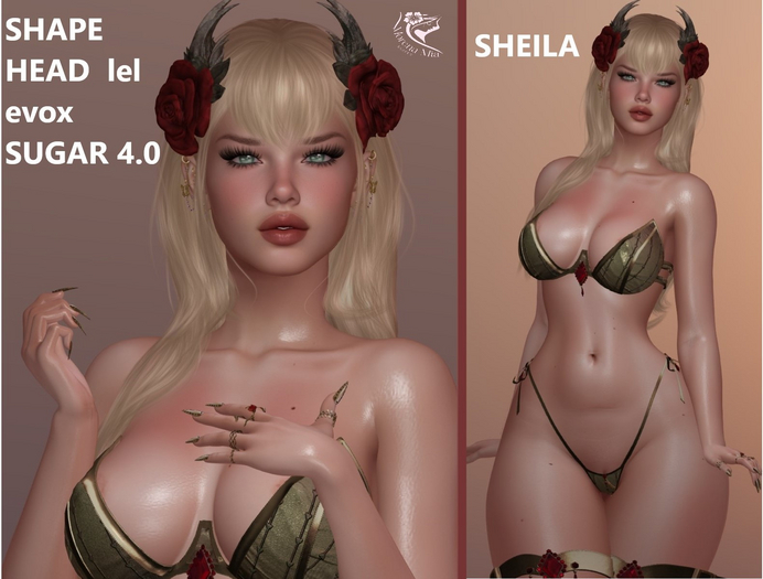 SHEILA SHAPE HEAD EvoX  SUGAR 4.0 Lelutka (Maitreya, Larax, Legacy, Legacy Bombshell, Reborn, Erika, Belleza Gen.X Curvy
