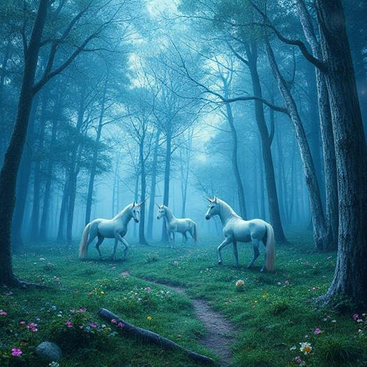 Unicorn Forrest blue tint Wall Decal