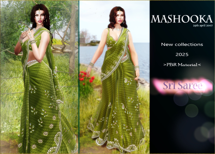 Mashooka Sri Saree -olive- 