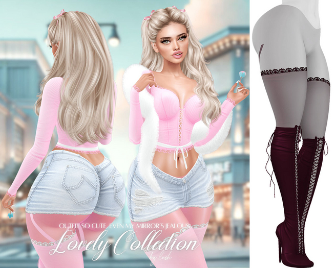 Lush - Lovely Boots w/ Lace Stockings Merlot