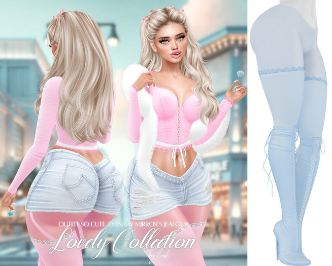 Lush - Lovely Boots w/ Lace Stockings Baby Blue