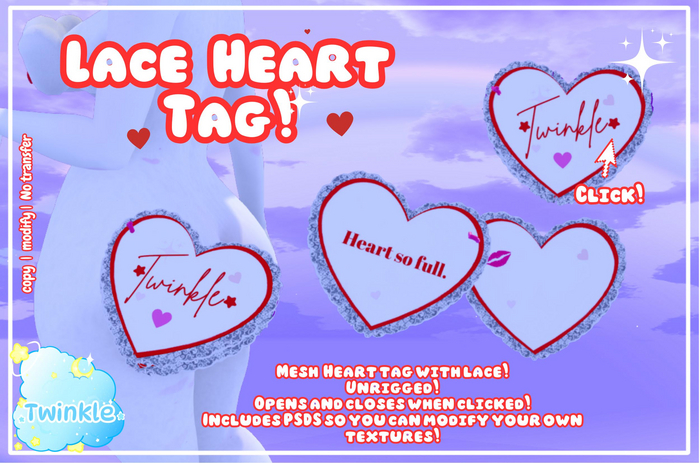 *Twinkle*  Heart Lace Tag! 