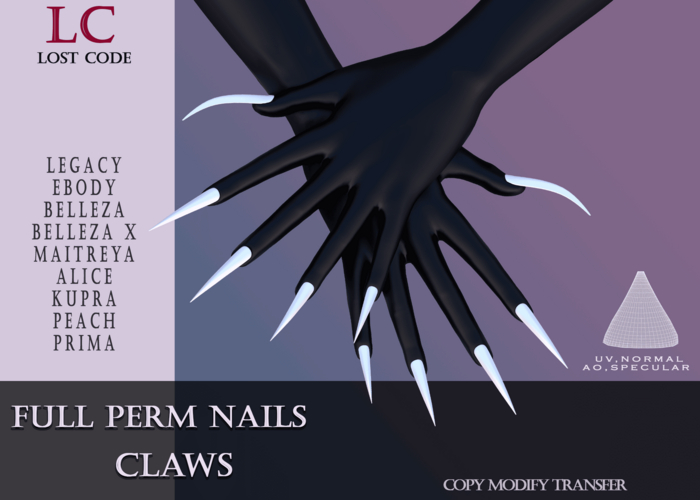 LC FULL PERM MESH NAILS CLAWS