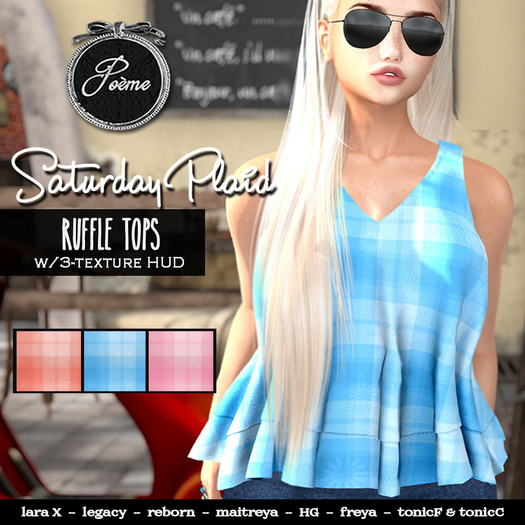 {Poeme} Saturday Sky Plaid Flutter Top