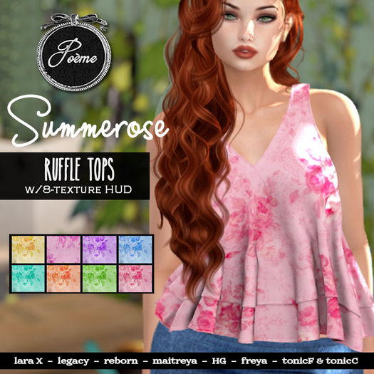 {Poeme} Summerose Ruffle Top w/HUD