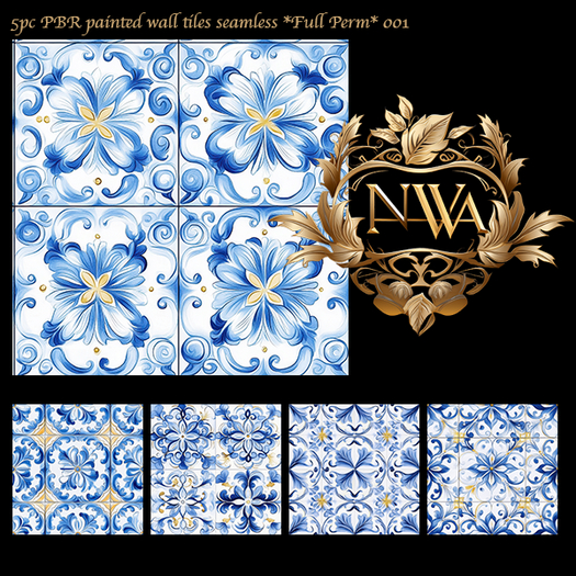 5pc PBR painted wall tiles seamless *Full Perm* 001