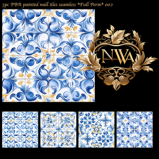 5pc PBR painted wall tiles seamless *Full Perm* 002