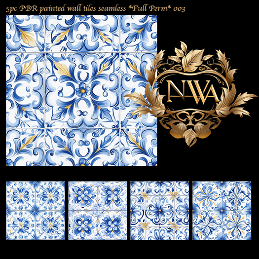 5pc PBR painted wall tiles seamless *Full Perm* 003