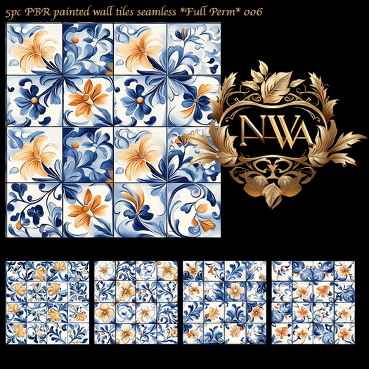5pc PBR painted wall tiles seamless *Full Perm* 006