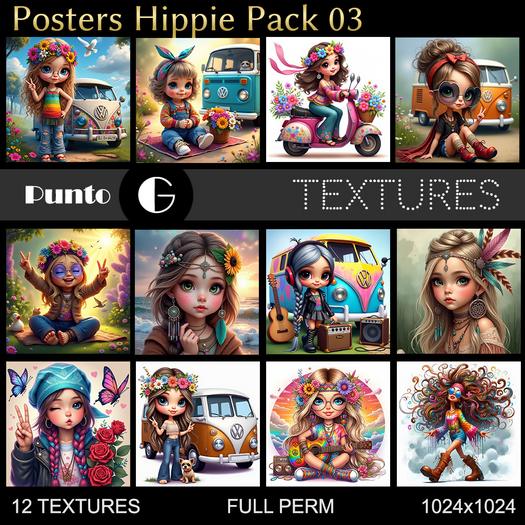 Full Perm Textures - Posters Hippie Pack 03