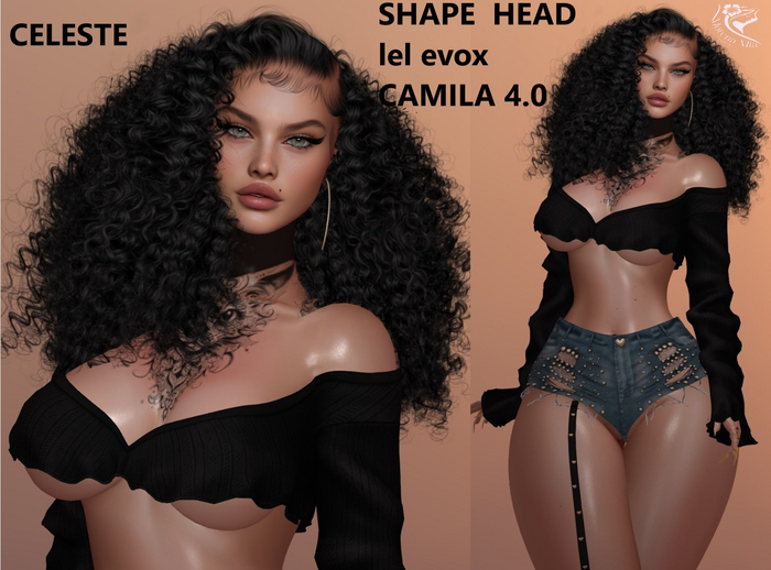 CELESTE SHAPE HEAD EvoX  CAMILA  4.0 Lelutka (Maitreya,larax,legacy,,Reborn,Erika ,,Belleza Gen.X Curvy.Kupra