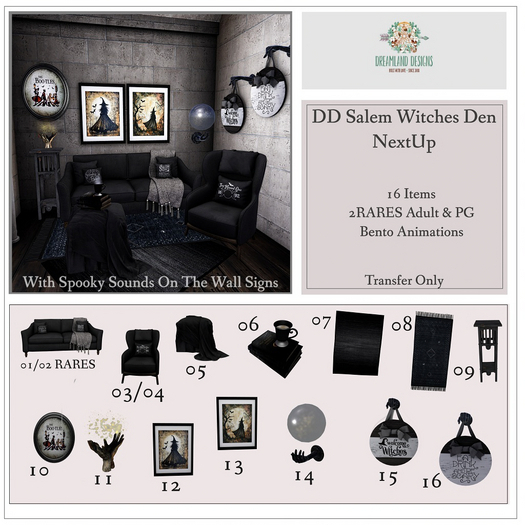 01.DD Salem Witches Sofa-Adult Boxed RARE
