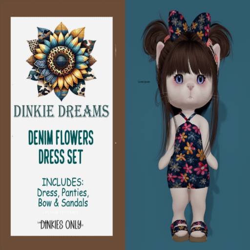 :-Dinkie Dreams-: (Denim Flowers Dress Set)