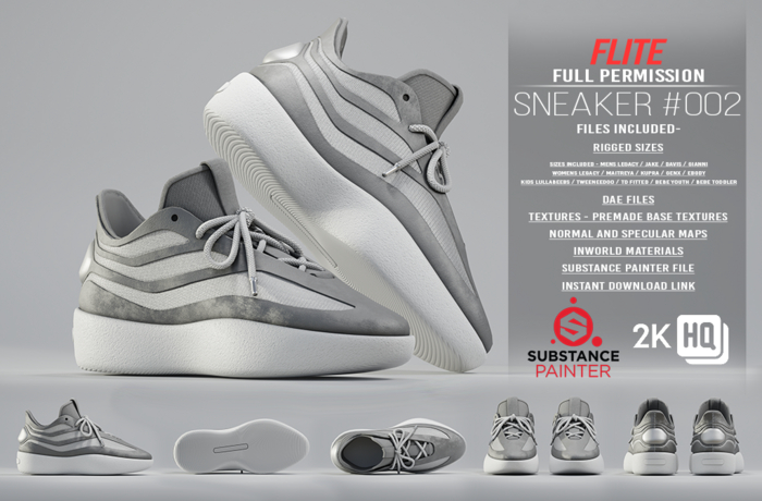 [FFP] - SNEAKER #002 [ FULL PERM + DAE OBJ SUB RIGGED SIZES]
