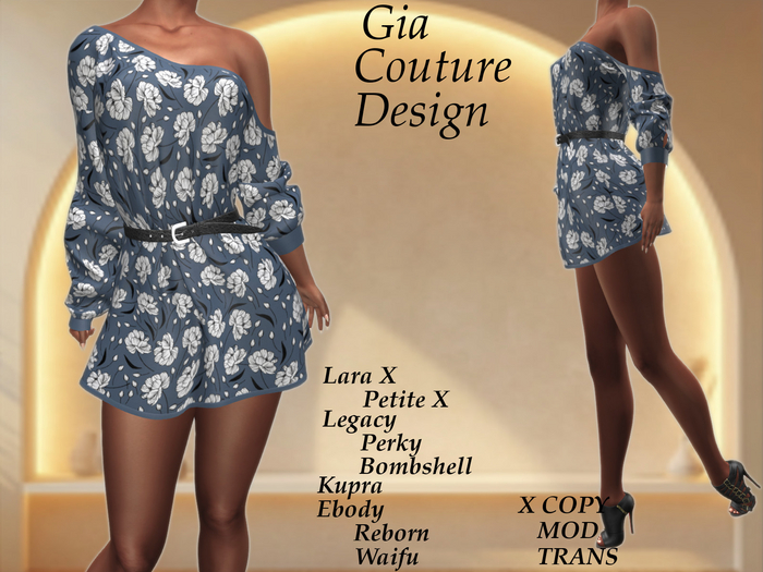 "GCD" Dorinda Belted Dress Blue