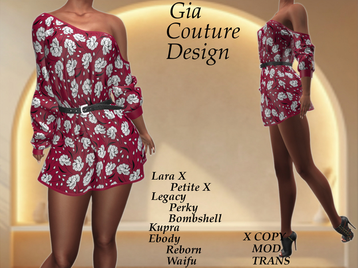 "GCD" Dorinda Belted Dress Red