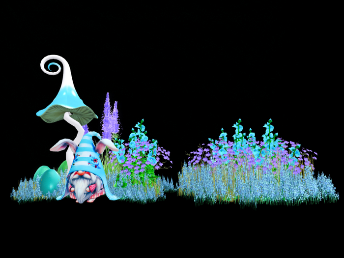 MC Easter Blue Gnome Flowers Set