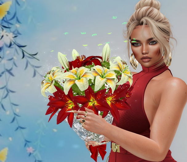 Emy Desing Selebration Bouquet of lilies & neon  butterfly*1*