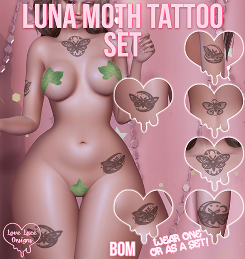 ::LL:: Luna Moth Tattoo Set 