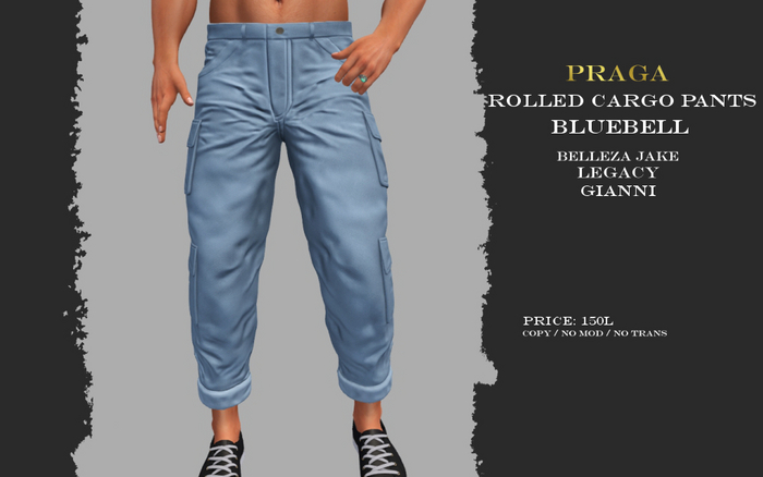 Praga Rolled Cargos - Bluebell