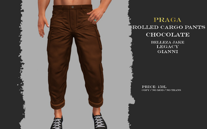 Praga Rolled Cargos - Chocolate