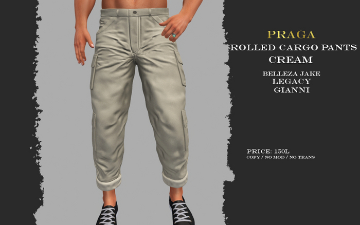 Praga Rolled Cargos - Cream
