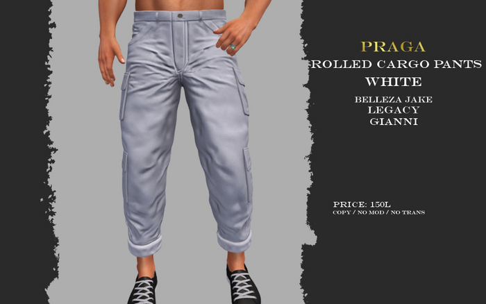 Praga Rolled Cargos - White