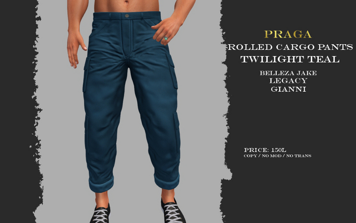 Praga Rolled Cargos - Twilight Teal