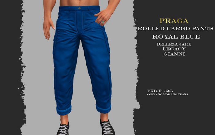 Praga Rolled Cargos - Royal Blue