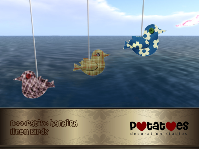 Potatoes Decoration - Hanging Linen Birds