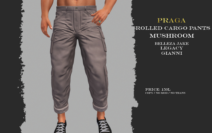 Praga Rolled Cargos - Mushroom