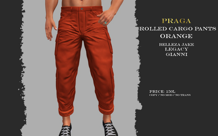 Praga Rolled Cargos - Orange