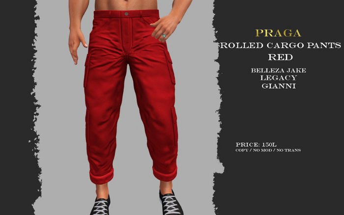 Praga Rolled Cargos - Red