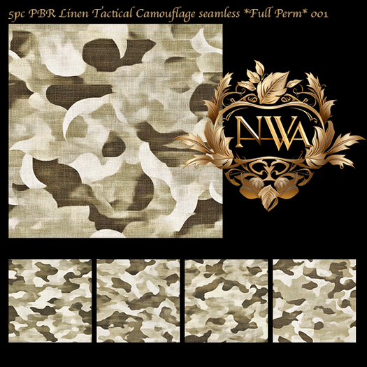 5pc PBR Linen Tactical Camouflage seamless *Full Perm* 001