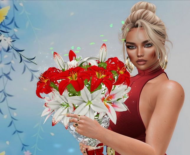 Emy Desing Selebration Bouquet of lilies & neon butterfly *3*