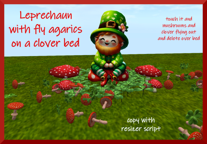 C.M.D. - Leprechaun with fly agarics and clover NEW !!!! VB