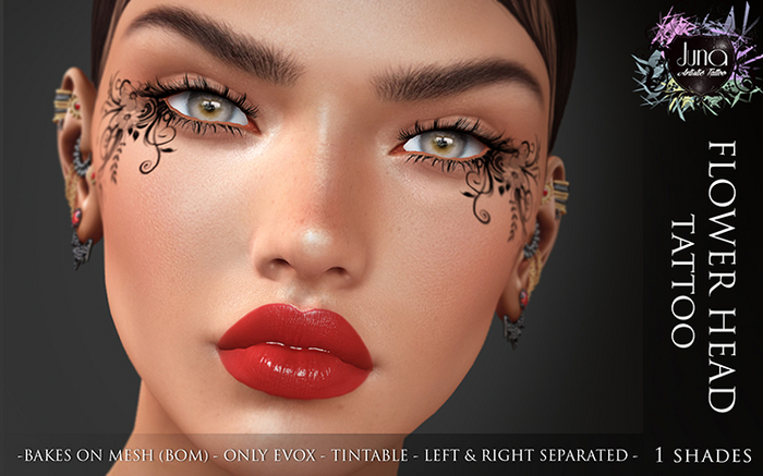 Juna: Flower Head tattoo - BOM [Bakes on Mesh] - Tintable -