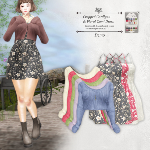 S@BBiA::Cropped Cardigan & Floral Cami Dress (Demo)