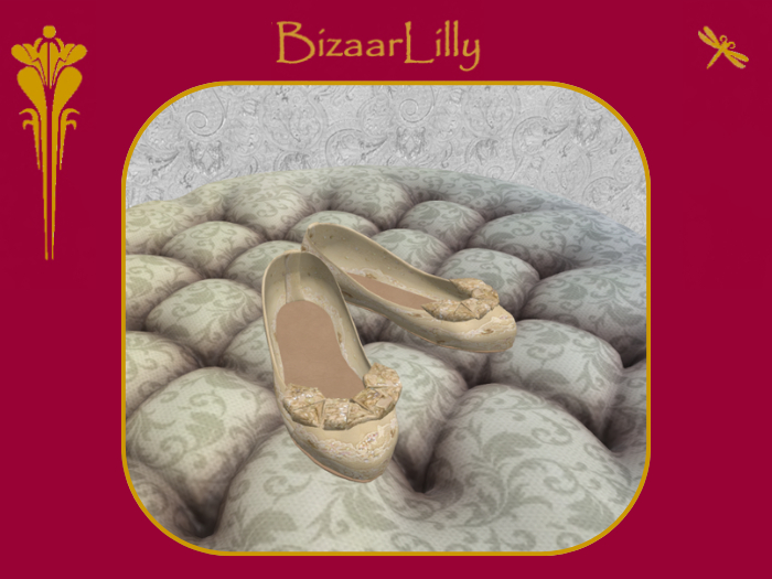 Gilded Age ~ Ruffled Lace Slippers ~ Buttermilk