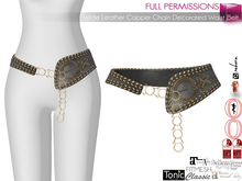 Full Perm Wide Leather Copper Chain Decorated Waist Belt | Maitreya 5.3 LaraX Slink Belleza Ocacin Ebody Reborn Legacy