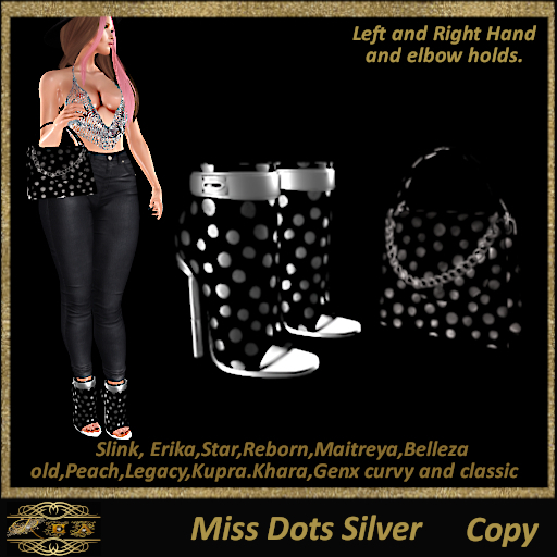 ::REA:: Miss Dots Shoes and purse Silver