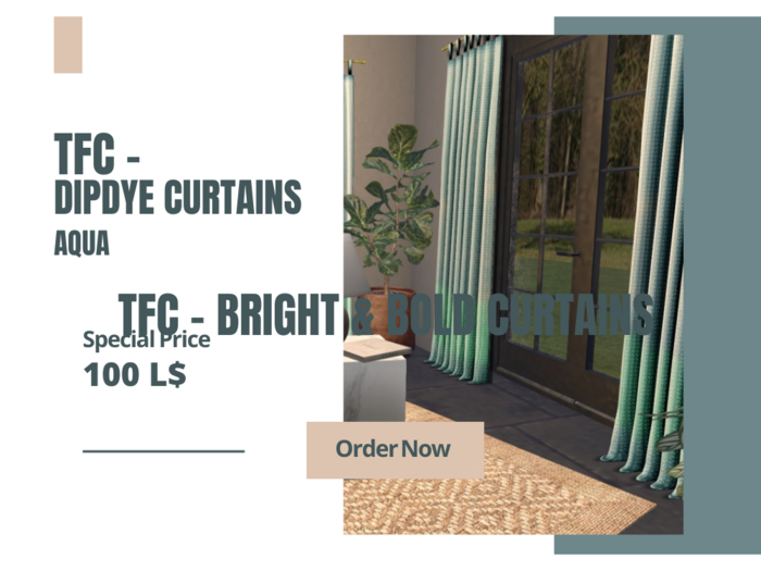 TFC - Dipdye curtains aqua c/m 