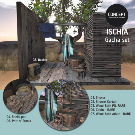 07. CONCEPT} ISCHIA  . WOOD BATH - ADULT - RARE