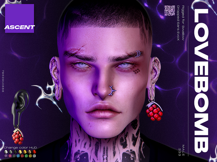 ASCENT - LoveBomb Earrings (Dropped Ears M)