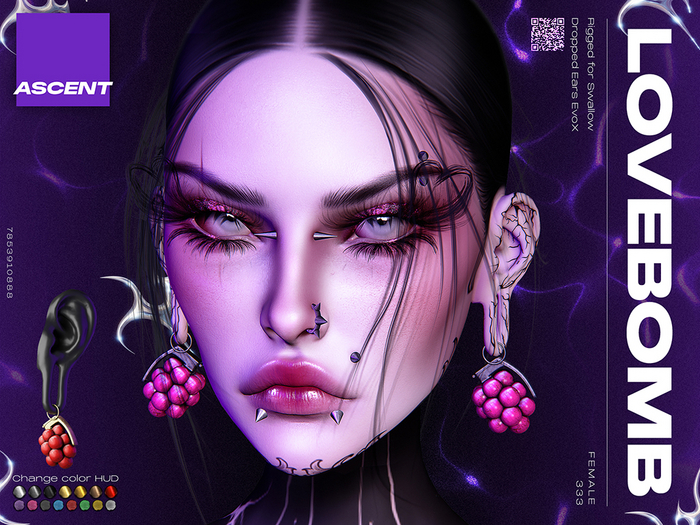 ASCENT - LoveBomb Earrings (Dropped Ears F)