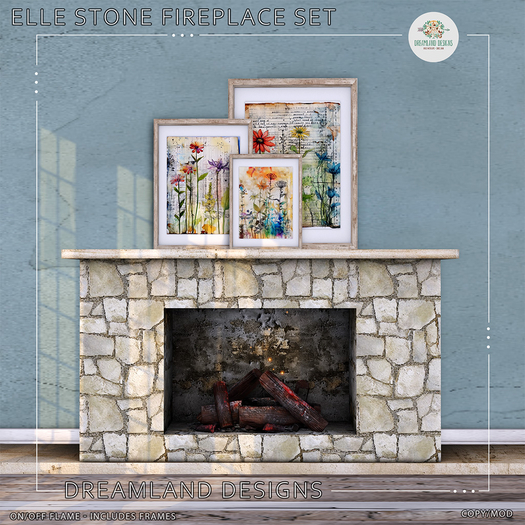 DD Elle Stone Fireplace Set