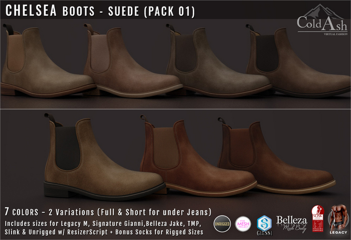 {COLD-ASH} Mens CHELSEA Boots - SUEDE PACK01