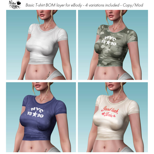 (NO) Plain Tees - BOM for Ebody - 4 Variations